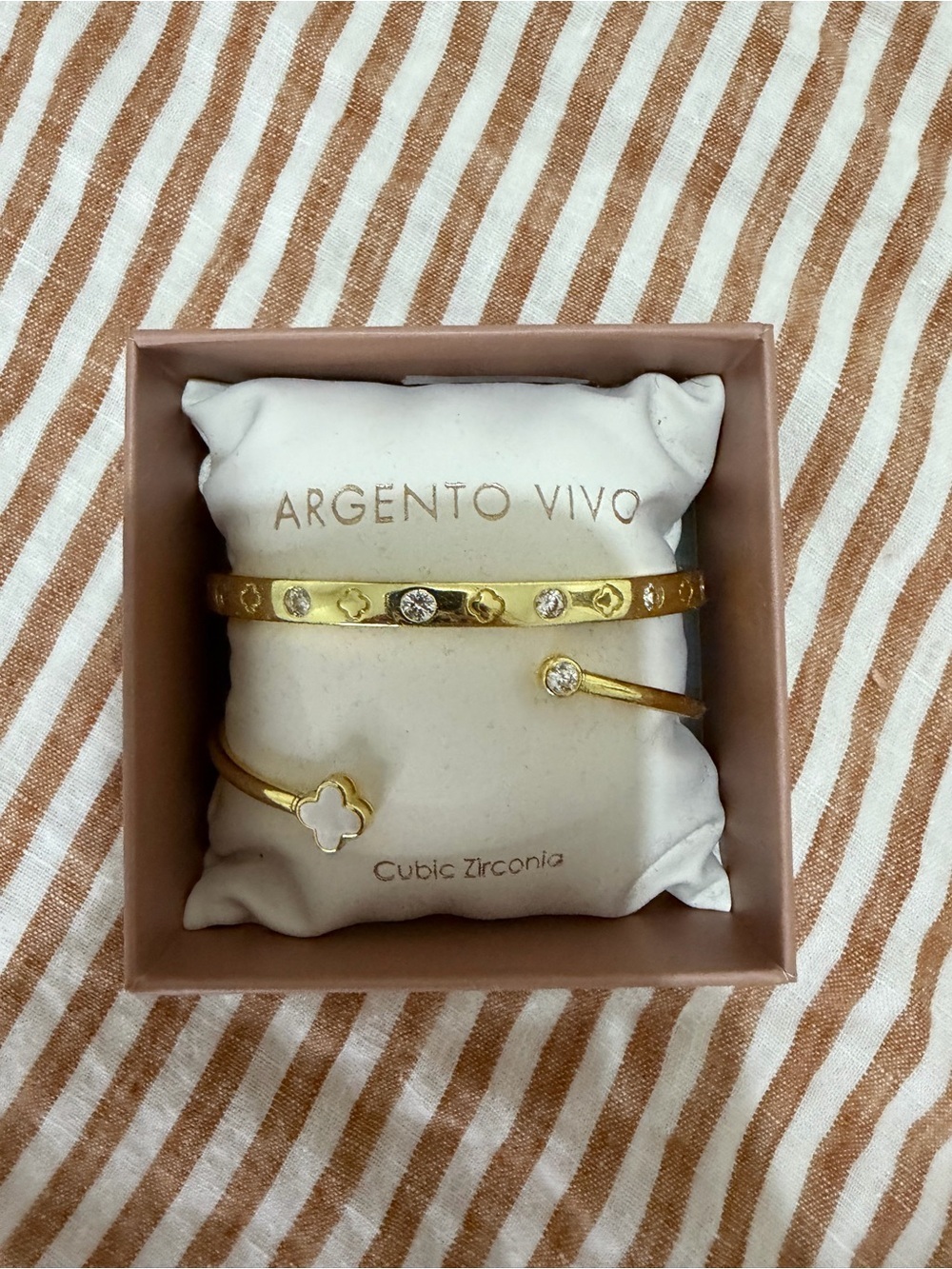 Argento Vivo Gold Tone Cubic Zirconia Bracelet Set with White Accents